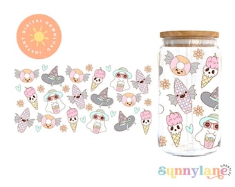 Summerween Libbey Can Wrap PNG: Halloween Drinkware Sublimation (Digital Download)