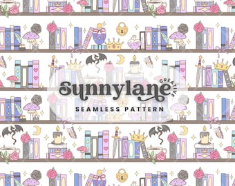 Romantasy Book Seamless Pattern: Fantasy Graphic (Digital Download, 300 DPI PNG)