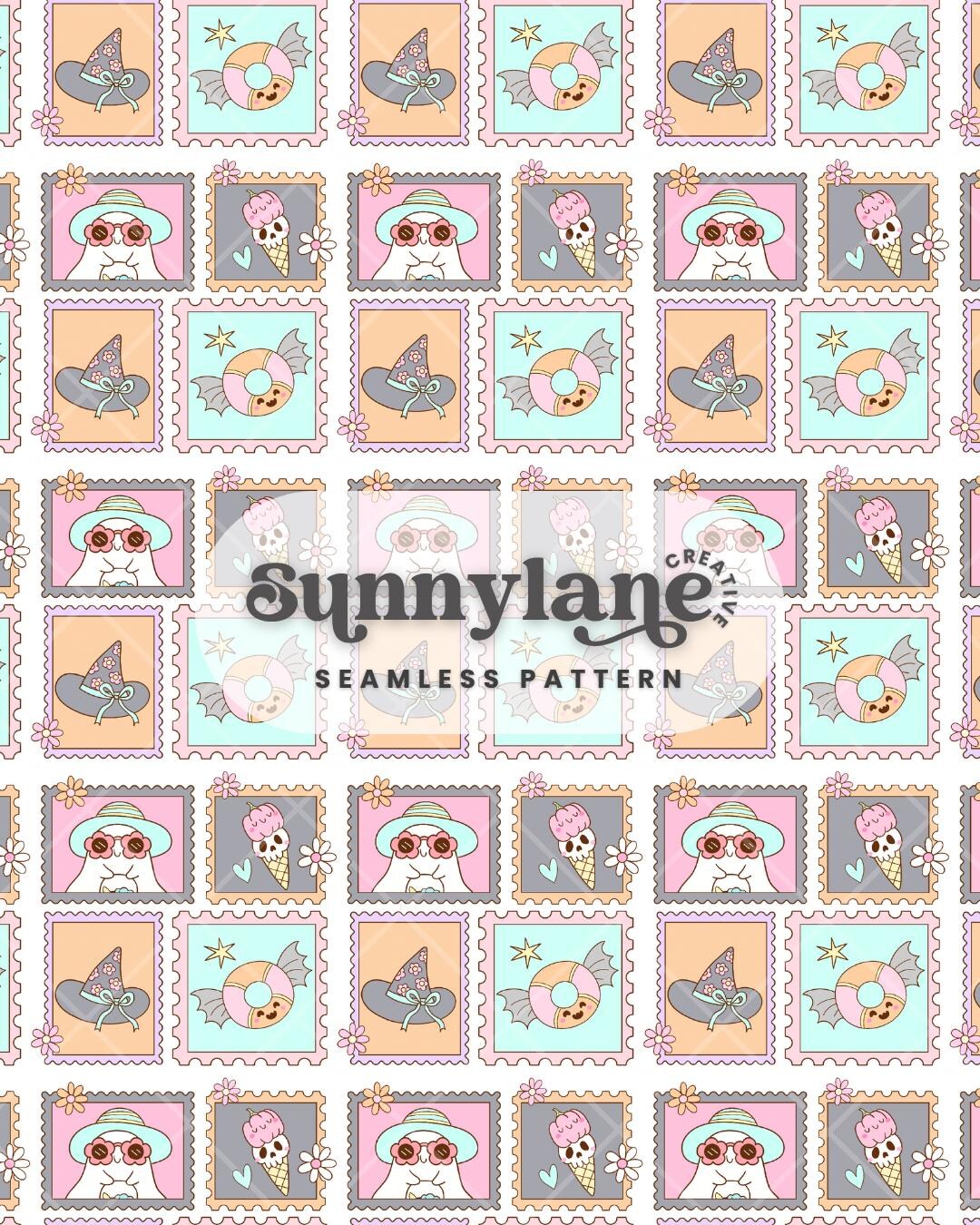 Summerween Seamless Pattern: Halloween Summer Design (digital Download ...