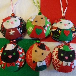 Fox,Cat,Bunny and Dog Fabric Christmas Ornaments By Pepperland