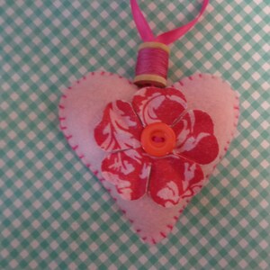 Handmade Light Pink Heart Ornament by Pepperland