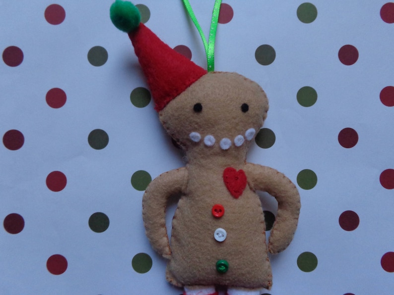 Jeremy The Gingerbread Man Felt Christmas Ornament by Pepperland