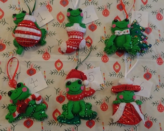 Christmas Felt Froggy Ornaments by Pepperland