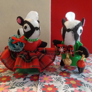 Skunk Couple Christmas Ornaments by Pepperland