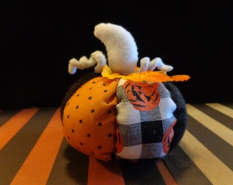 Felt and Fabric Halloween Plush Pumpkin Decoration by Pepperland