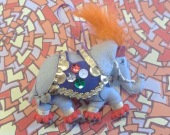 Felt Purple India Bohemian Elephant Ornament by Pepperland
