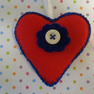Handmade Felt Red Heart Ornament by Pepperland