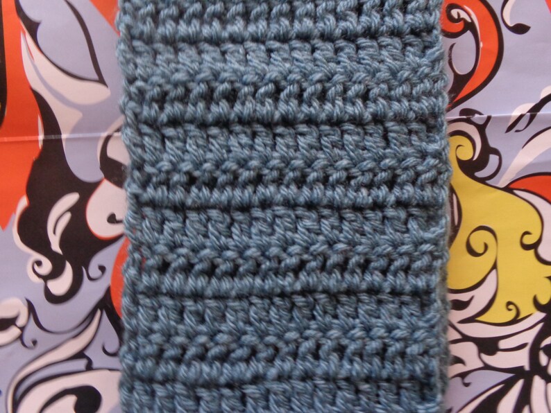 Dusty Blue Handmade Crochet Scarf by Pepperland image 1
