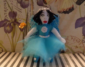 Sapphire Handmade Felt Fairy Ornament by Pepperland
