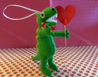 T-Rex Dinosaur Valentine's Day Ornament by Pepperland