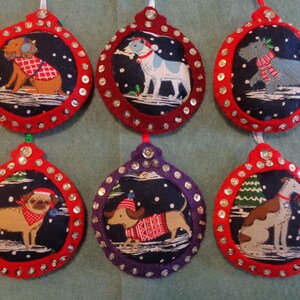 Christmas Fabric Dog Ornaments by Pepperland