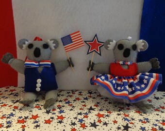 4th of July Patriotic Koala Bear Couple Ornament by Pepperland