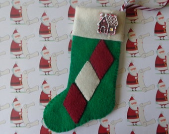 Felt Green Christmas Stocking Ornament by Pepperland