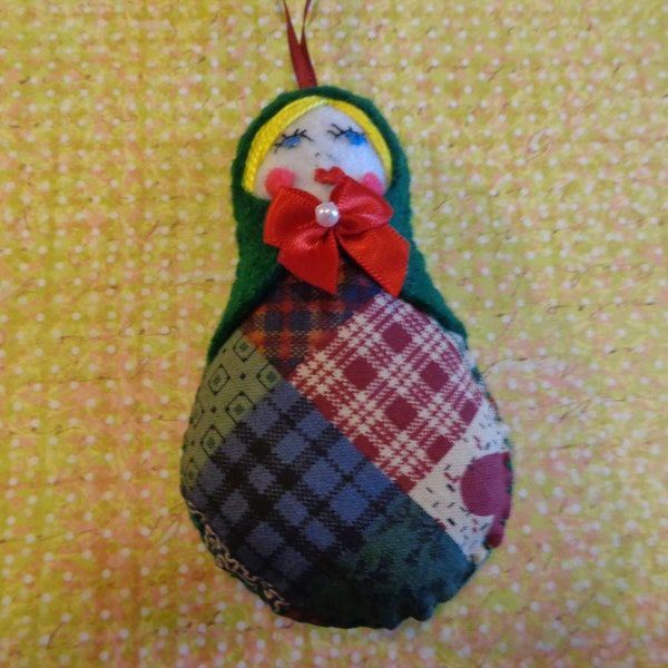 Felt and Fabric Russian Doll Ornament by Pepperland
