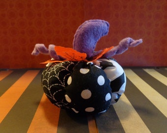 Halloween Patchwork Bats and Spiders Pumpkin Decoration by Pepperland