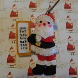 Santa Claus with List Felt Christmas Ornament by Pepperland