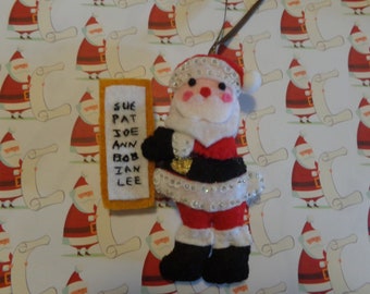 Santa Claus with List Felt Christmas Ornament by Pepperland