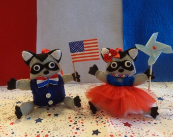 4th of July Patriotic Raccoon Ornaments by Pepperland