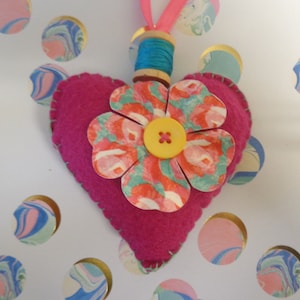 Handmade Pink Heart Ornament by Pepperland
