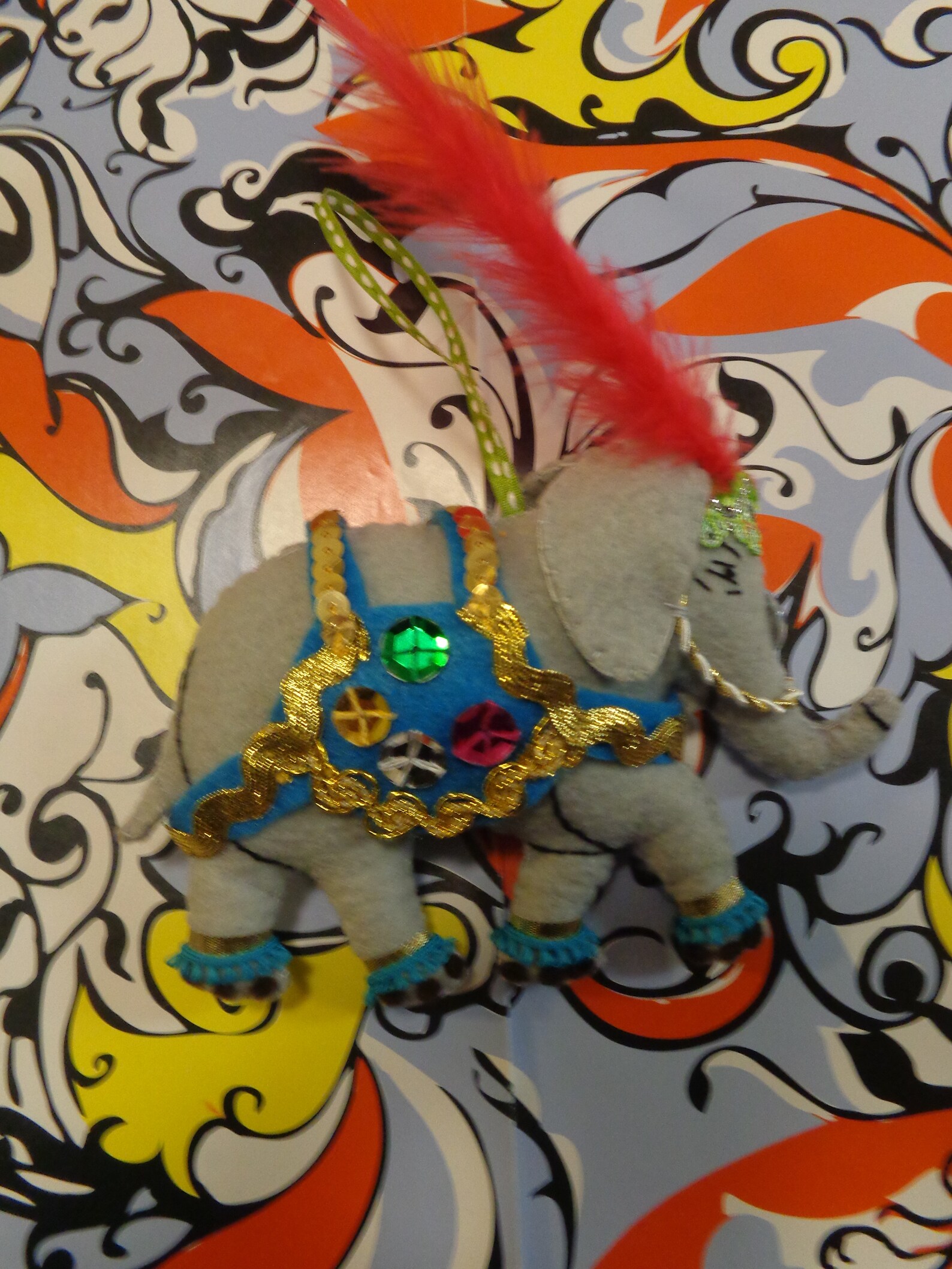 Felt Blue India Bohemian Elephant Ornament by Pepperland Etsy