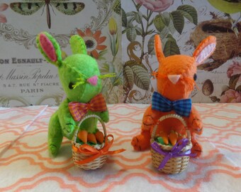 Green and Orange Easter Bunny Ornaments by Pepperland