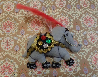 Felt Black India Bohemian Elephant Ornament by Pepperland