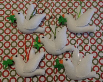 Felt Peace Dove Christmas Ornaments by Pepperland