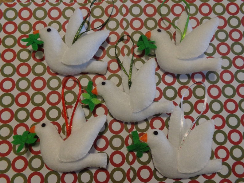 Felt Peace Dove Christmas Ornaments by Pepperland image 1