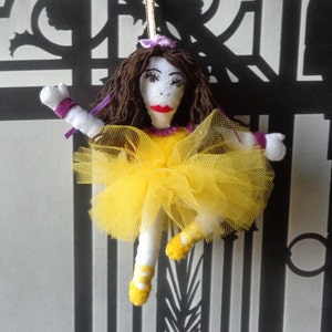 Handmade Ballerina Ornament with yellow dress by Pepperland