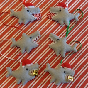 Felt Shark Christmas Ornaments by Pepperland
