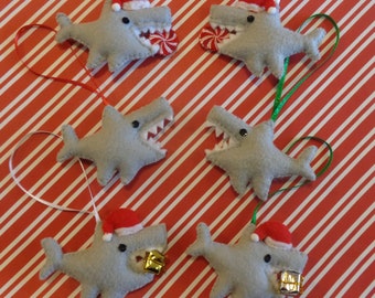 Felt Shark Christmas Ornaments by Pepperland