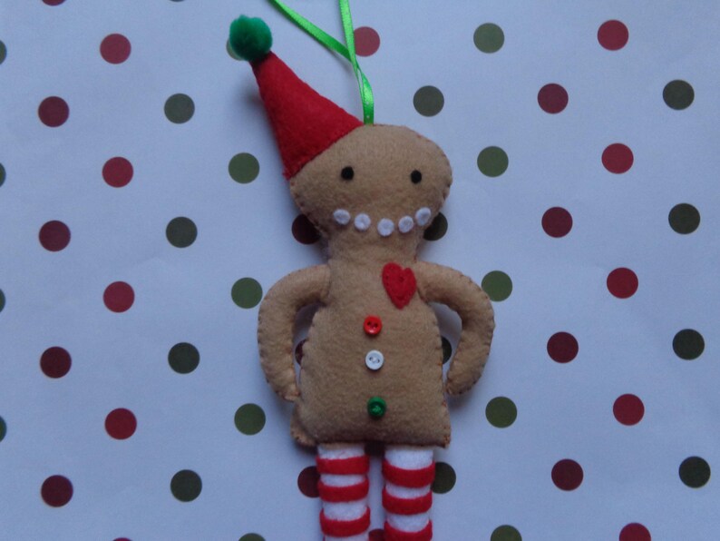 Jeremy The Gingerbread Man Felt Christmas Ornament by Pepperland