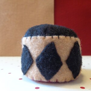 Handmade Black & Beige Diamond Felt Pin Cushion by Pepperland