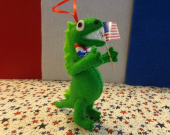 4th of July Patriotic T-Rex Ornament by Pepperland