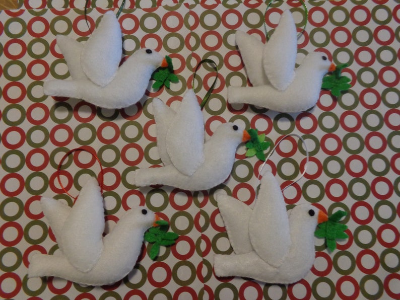 Felt Peace Dove Christmas Ornaments by Pepperland image 2