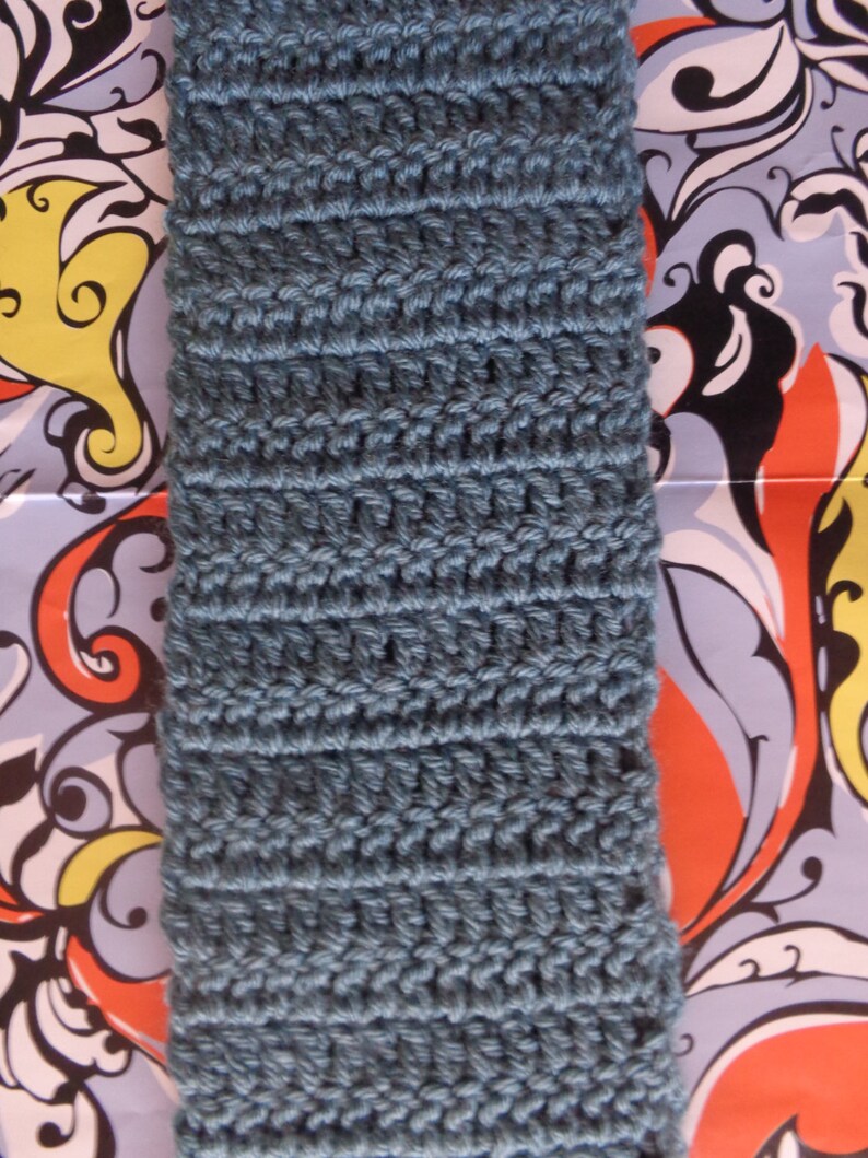 Dusty Blue Handmade Crochet Scarf by Pepperland image 3