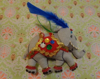 Felt Red India Bohemian Elephant Ornament by Pepperland