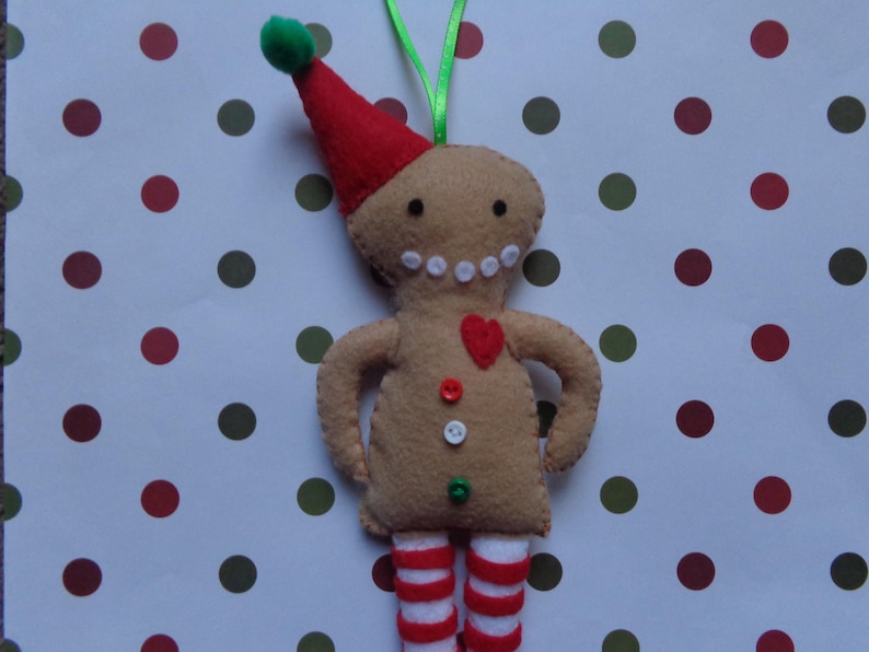 Jeremy The Gingerbread Man Felt Christmas Ornament by Pepperland