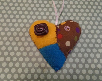 Polka Dot Patchwork Heart Ornament by Pepperland