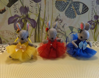 Gray Ballerina Mice Ornaments by Pepperland