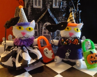 Halloween Masquerade Cat Couple Ornaments by Pepperland