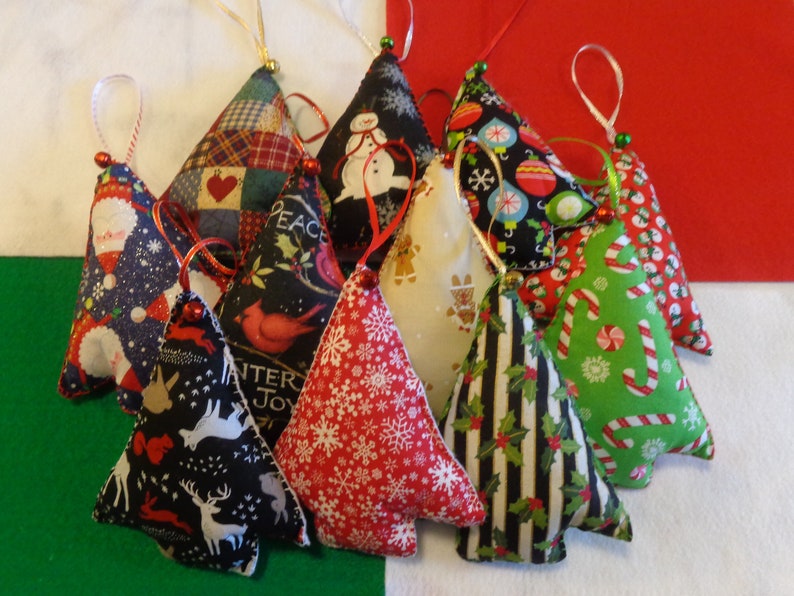 Fabric Christmas Tree Ornaments by Pepperland Etsy