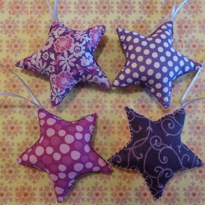 Set of 4 UltraViolet Fabric Star Ornaments by Pepperland