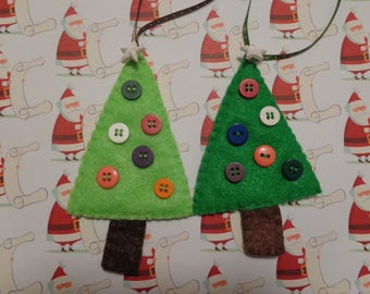 Set of Two Felt Christmas Tree Ornaments by Pepperland