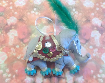 Felt Burgundy India Bohemian Elephant Ornament by Pepperland