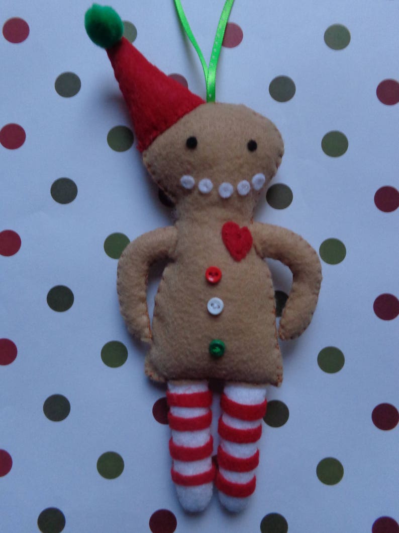 Jeremy The Gingerbread Man Felt Christmas Ornament by Pepperland