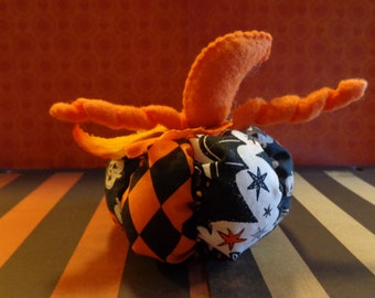 Halloween Patchwork Fabric Pumpkin Decoration by Pepperland