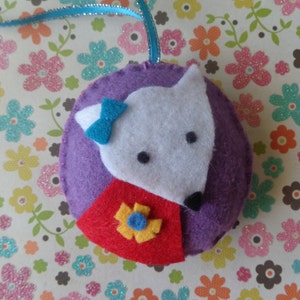 Mrs. White Fox Felt Ornament by Pepperland