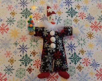 Christmas Clown Snowflake Print Ornament by Pepperland