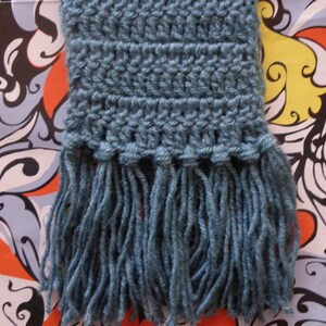 Dusty Blue Handmade Crochet Scarf by Pepperland image 5